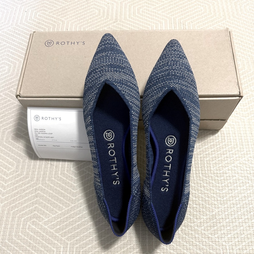 Rothy's Navy and Gray Flats